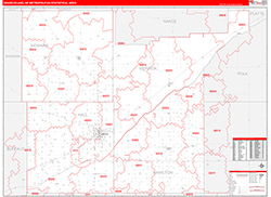 Grand Island Metro Area Wall Map Red Line Style 2026